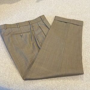 Peter Elliot Tailored Cuffed Double Pleated Trousers 33/29 Brown